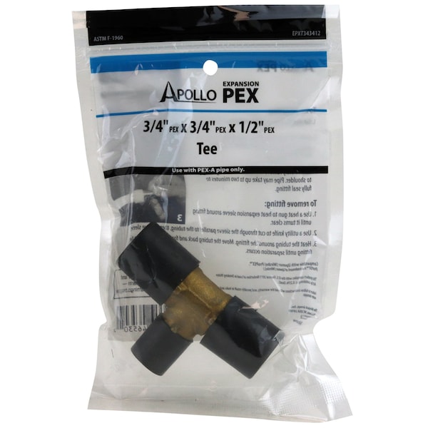 Apollo 3/4 in. x 3/4 in. x 1/2 in. Brass PEX-A Barb Reducing Tee Fitting EPXT343412 - main